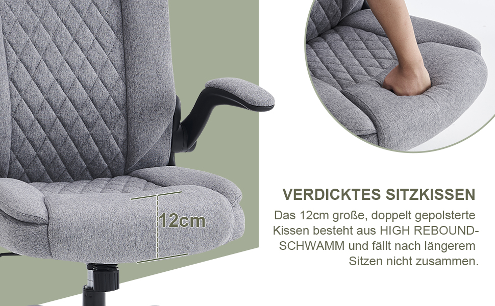 Офісний крісло CASTLOVE Ергономічне, для дому та офісу, сірого кольору, з підлокітниками, регулюванням висоти та нахилу, з підголівником, 150 кг, тканина