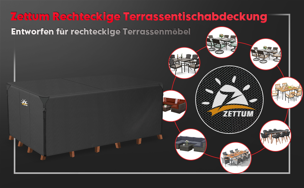 Чохол для садово-патіо меблів Zettum 160x135x73 см, водонепроникний, 600D Oxford, захисна накривка для саду та тераси