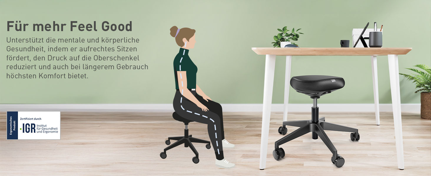 Офісний стілець Leitz Ergo Active з піною подвійної щільності, регульована висота 57-82 см, оббивка з переробленого матеріалу (110 кг), чорний, з колесами