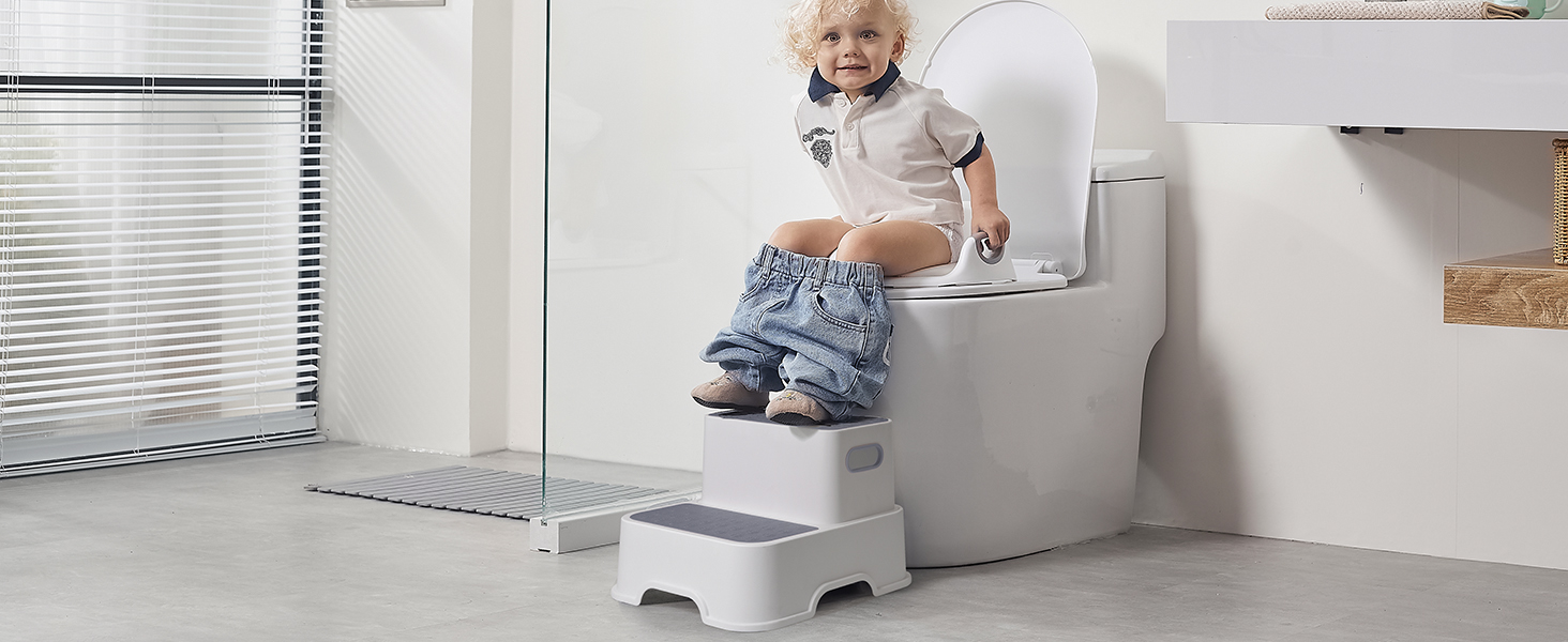Унітаз дитячий з драбинкою та підставкою Deanic (Сірий) для дітей від 1 до 6 років + 2 подушки та щітка