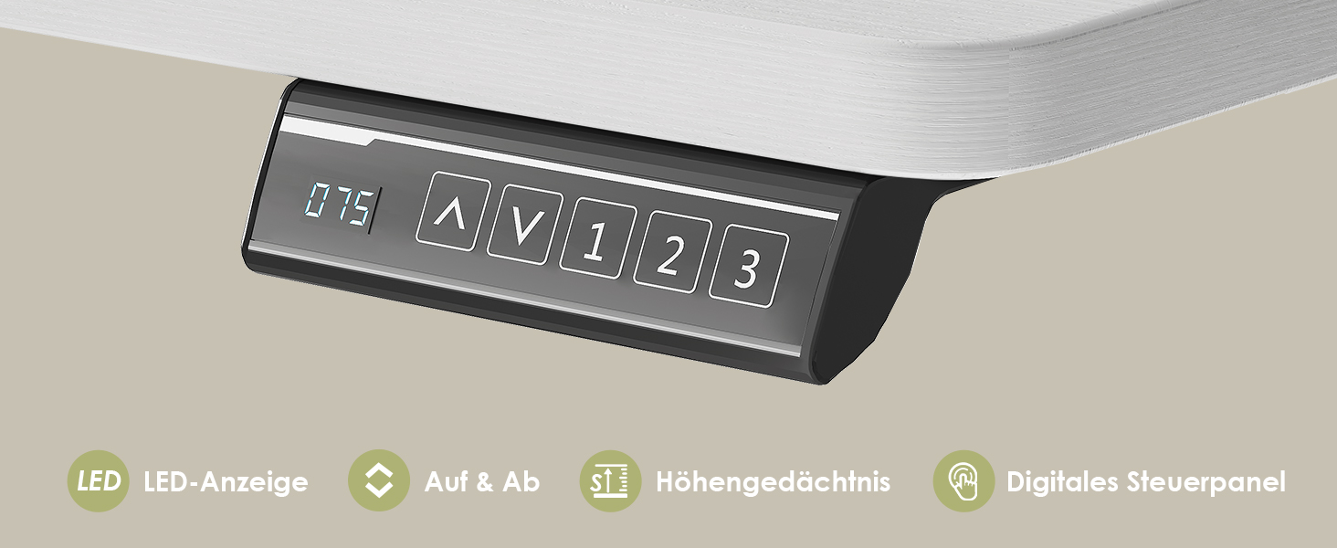 Електричний регульований стіл OffiGo 100x50 см з підставкою для клавіатури, 3 функції пам'яті, білий | Стіл для роботи та навчання