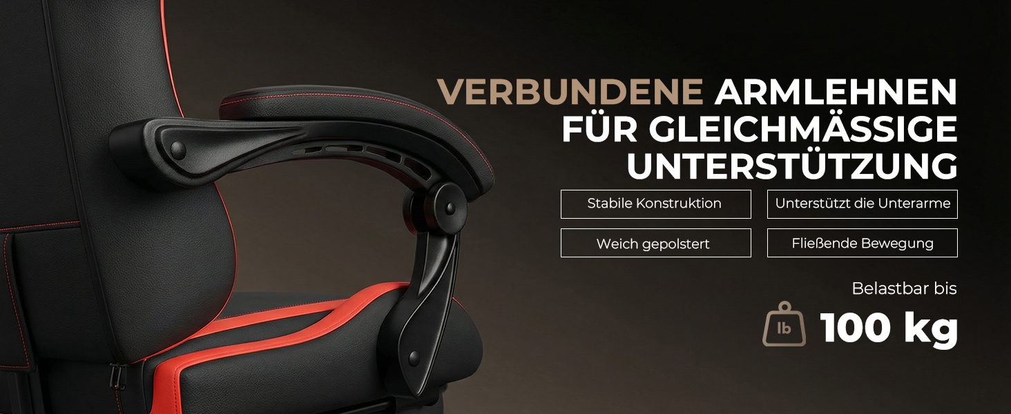 Ігрове крісло Dowinx Ergonomic Gaming Chair з підножкою, навантаження до 150 кг, регульовані підлокітники, офісне крісло для ПК, червоне