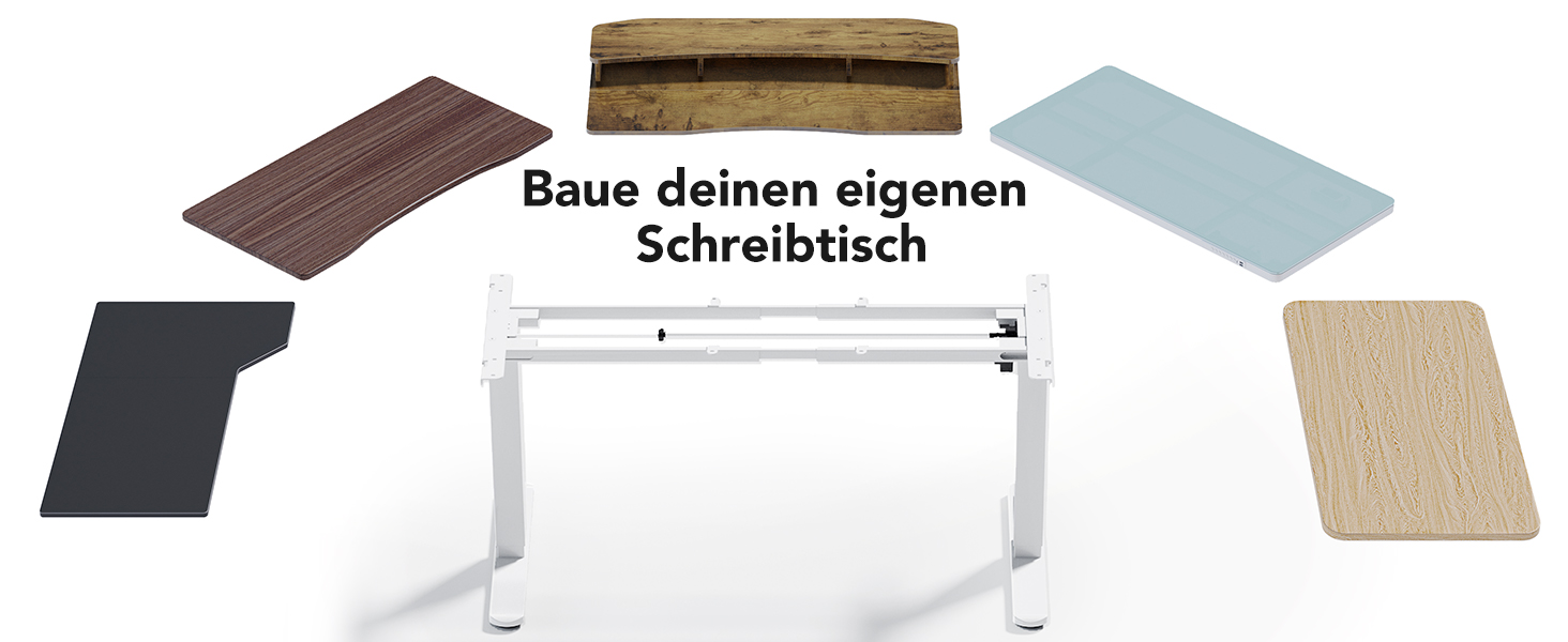 Регульований стіл-рама HUANUO з безщітковим мотором, вантажопідйомність 100 кг, для стільниць 110x200 см (тільки рама, білий)