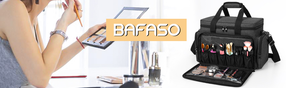 Органайзер для макіяжу BAFASO, косметичка для макіяжу, велика косметичка для косметики, косметичний кейс для жінок, органайзер для косметики в дорогу, БЕЗ АКСЕСУАРІВ (Чорний)