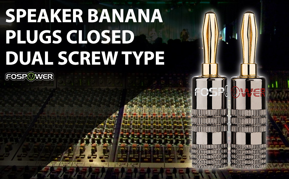 Штекер FosPower Banana 24K позолочений для колонок та сабвуферів, 12 червоних/12 білих, 6 пар