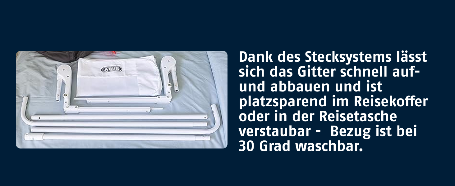 Бортик для ліжка ABUS Eric для немовлят та дітей - захист від випадання для батьківських, дитячих та сімейних ліжок - складаний для подорожей - білий, 150 см