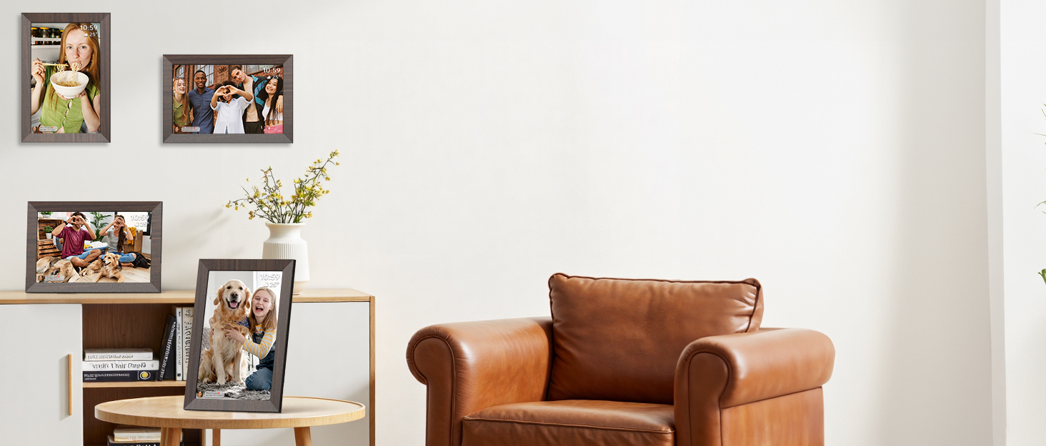 Frameo Цифровий фоторамка WiFi, 10.1 дюйма, HD IPS сенсорний екран, 32 ГБ пам'яті, автоматичне обертання, хмарна підтримка, віддалене завантаження фото та відео