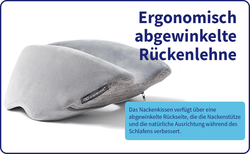 Подушка для шиї Travelrest Nest з Memory Foam - підтримка шиї для подорожей, літаків, довгих поїздок. Ідеально для дорослих, комфорт, знімний чохол - сіра