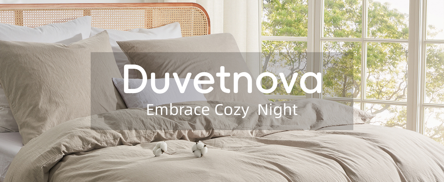 Комплект постільної білизни 200x220 з бавовни, бежевий, суперм'який, 100% бавовна, випрана, з льоноподібною текстурою, ÖKO-TEX, комплект 3 шт. (200x220 + 2 x 80x80)