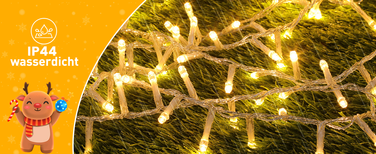 Світлодіодна гірлянда Elegear 1000 LED (25м), вулична новорічна ілюмінація, теплий білий колір, мережева