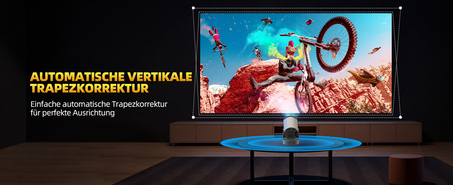 Портативний проєктор PR08A: 4K Smart Beamer з Wi-Fi 6, Bluetooth 5.4, динаміком 5W та Keystone 270° (Android 11, HDMI, TV Stick, Laptop)