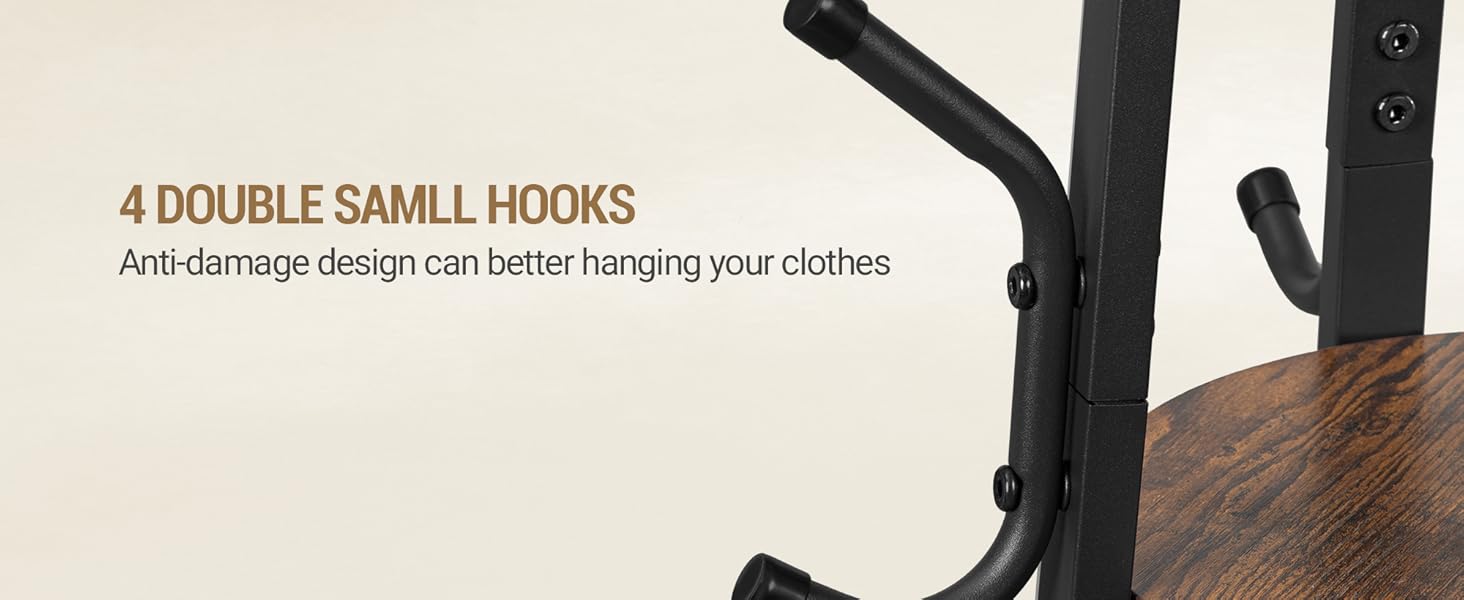 Вішалка для одягу Hzuaneri з великим кошиком для зберігання, 3 полиці, 16 гачків, 182,5 см, коричнево-чорна CR27301B