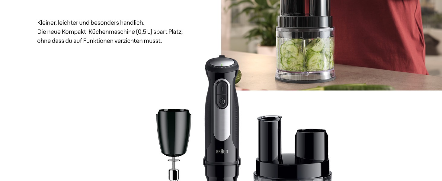 Блендер занурювальний Braun MultiQuick 5 MQ 50236 (білий, 1000 Вт) – з насадками, 21 швидкість, Turbo, нержавіюча сталь, EasyClick, SplashControl