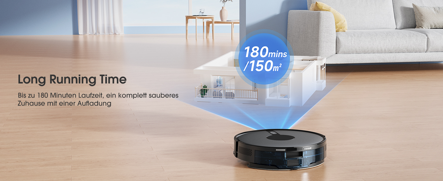 Робот-пилосос BPMIO з функцією миття підлоги та станцією самоочищення, потужність всмоктування 6500Pa, навігація LiDAR, час роботи 180 хвилин, ідеально підходить для шерсті тварин, килима та твердих підлог (B40 Plus)