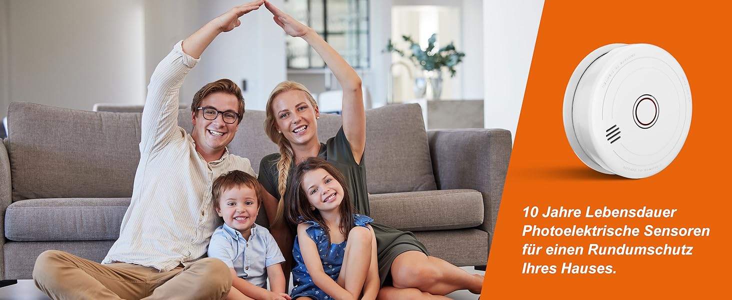 Датчик диму Rauchmelder з магнітною кріпленням, фотоелектричний, 10 років служби, змінна батарея, 4 шт. (4 шт.)