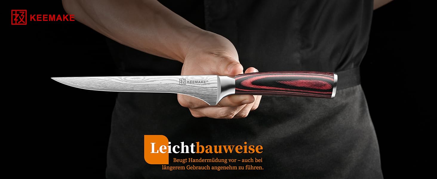 KEEMAKE Набір кухонних ножів: професійний ніж шеф-кухаря з захистом леза, універсальний ніж для м'яса, овочів та риби (15 см)