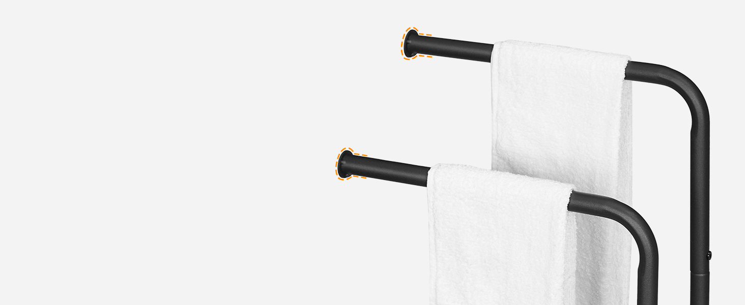 Підставка для рушників HOOBRO, стояча, з 2 перекладинами, білий + натуральне дерево, 40 x 24 x 80,5 см