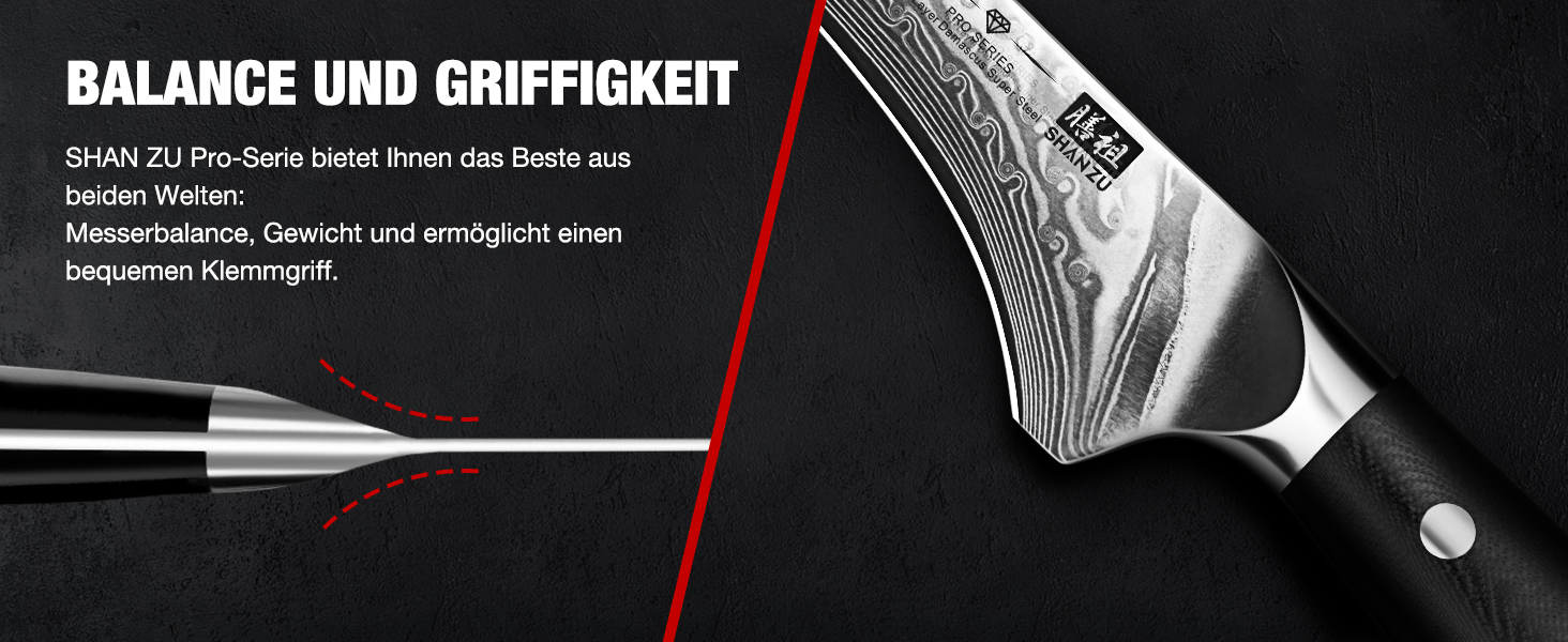 Японський кухонний ніж SHAN ZU 15 см з дамаської сталі, серія PRO. Кухонний ніж з лезом з 67 шарів вуглецевої сталі та ручкою G10. Філейний ніж.