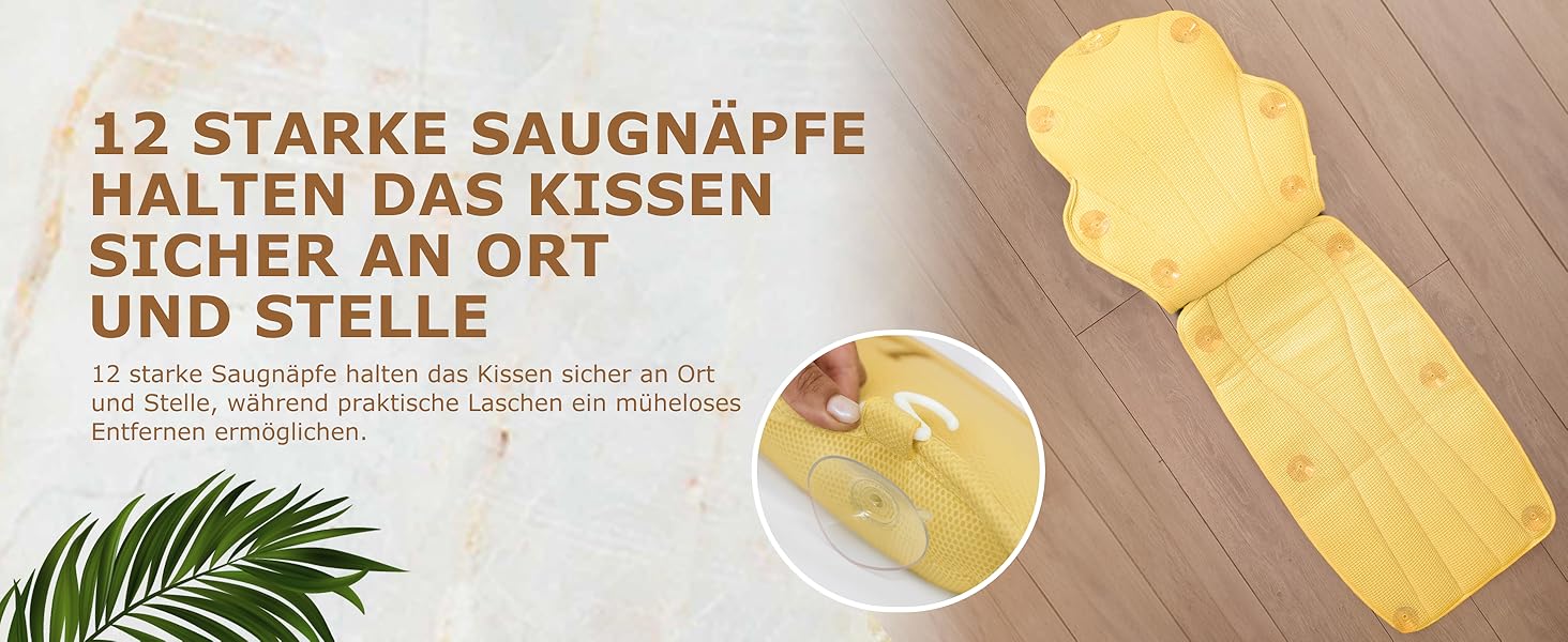 Подушка для ванни повне тіло (152x56 см) з підголівником (11 см) - підтримка шиї, спини та ніг - бежева. З сумкою для прання та подорожей, гачком для сушіння.