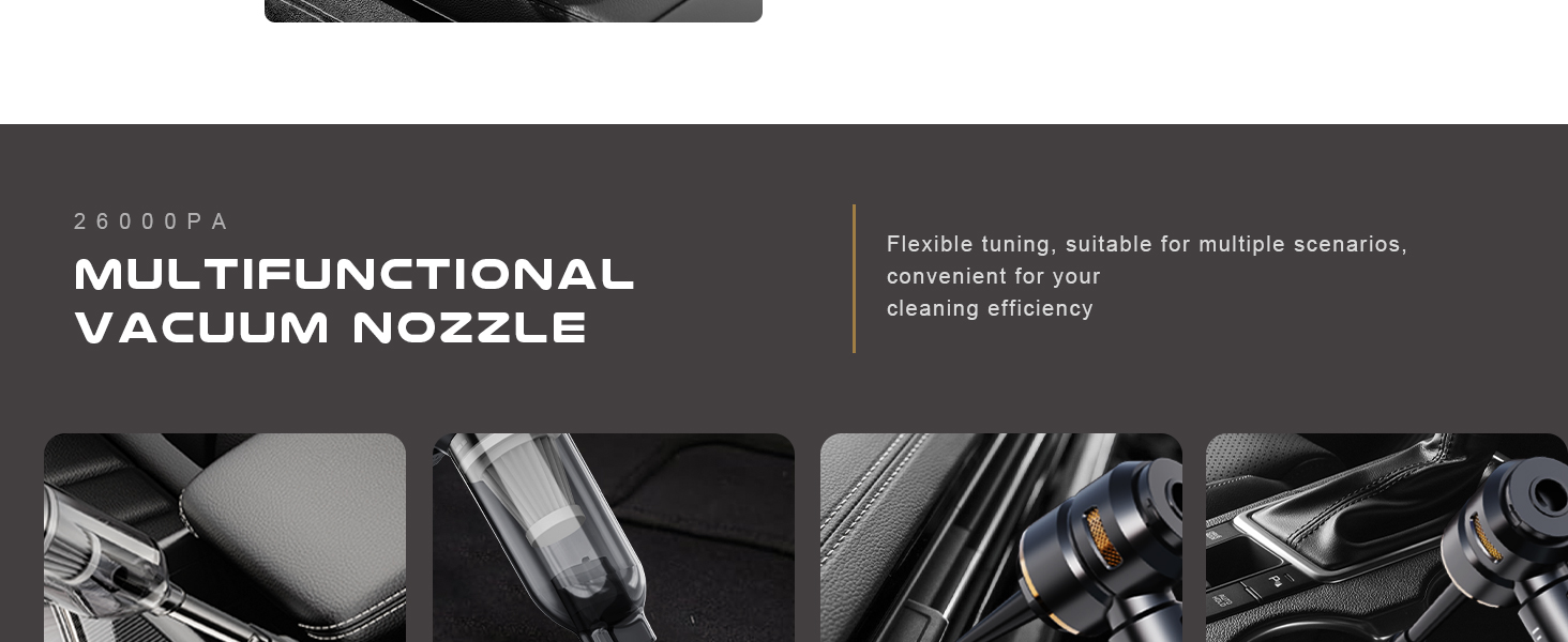 Акумуляторний ручний пилосос KITBEZN 4-в-1 для авто та дому, бездротовий міні-пилосос з безщітковим двигуном, потужність 26000Па, 3 режими роботи, чорний