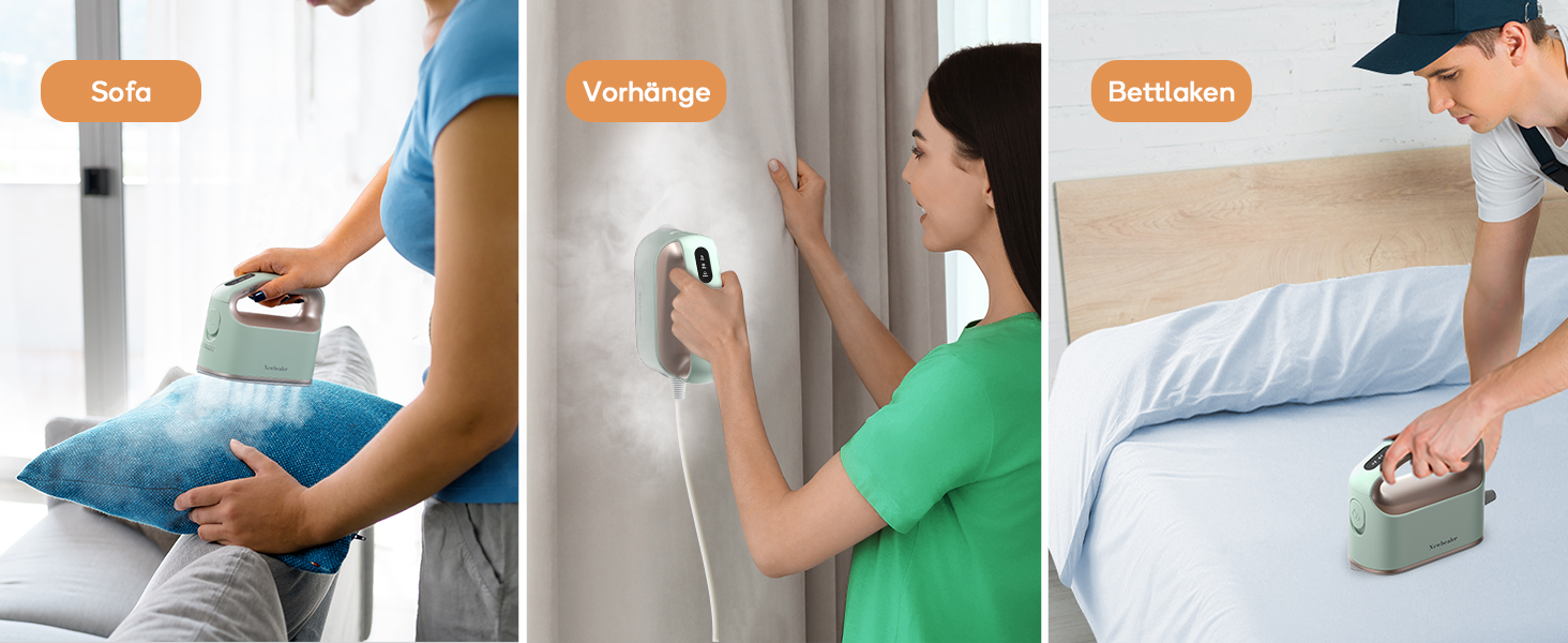 Праска з парою Newbealer 1200W: компактна, для подорожей, 3 режими, швидкий нагрів 45с, зелена