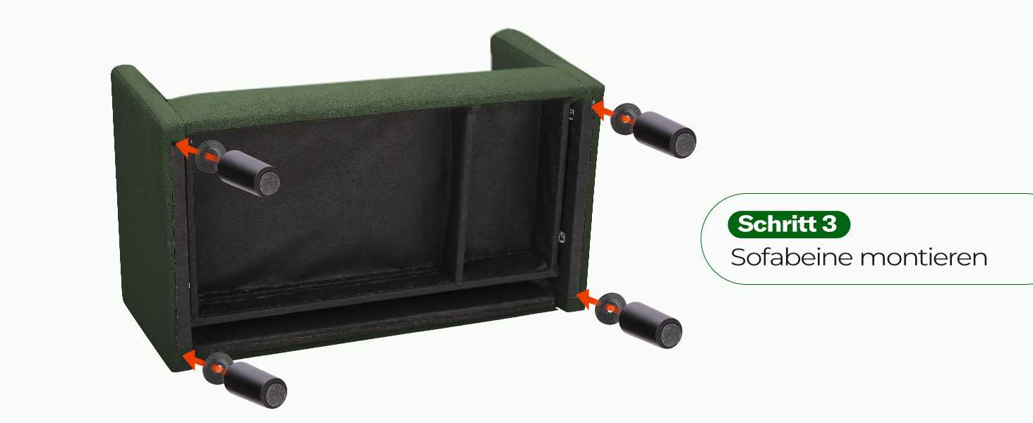 Диван 2-місний, компактний, 130 см, зелений. Зручний диван для підліткової кімнати, легко збирається без інструментів. Дивани з масиву дерева, компактні дивани для вітальні.