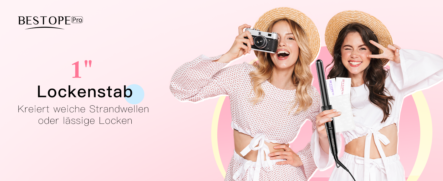 BESTOPE PRO Локкенштаб 6-в-1: великі та малі локони, різні насадки, регулювання температури, чорний