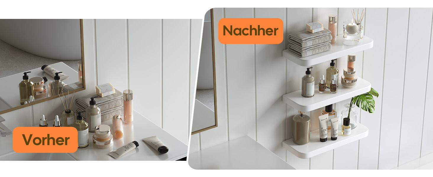 Набір полиць на стіну Wandregal з дерева (3 шт) білі, плаваючі полиці з прихованим кріпленням для вітальні, спальні, кухні, для книг та декору