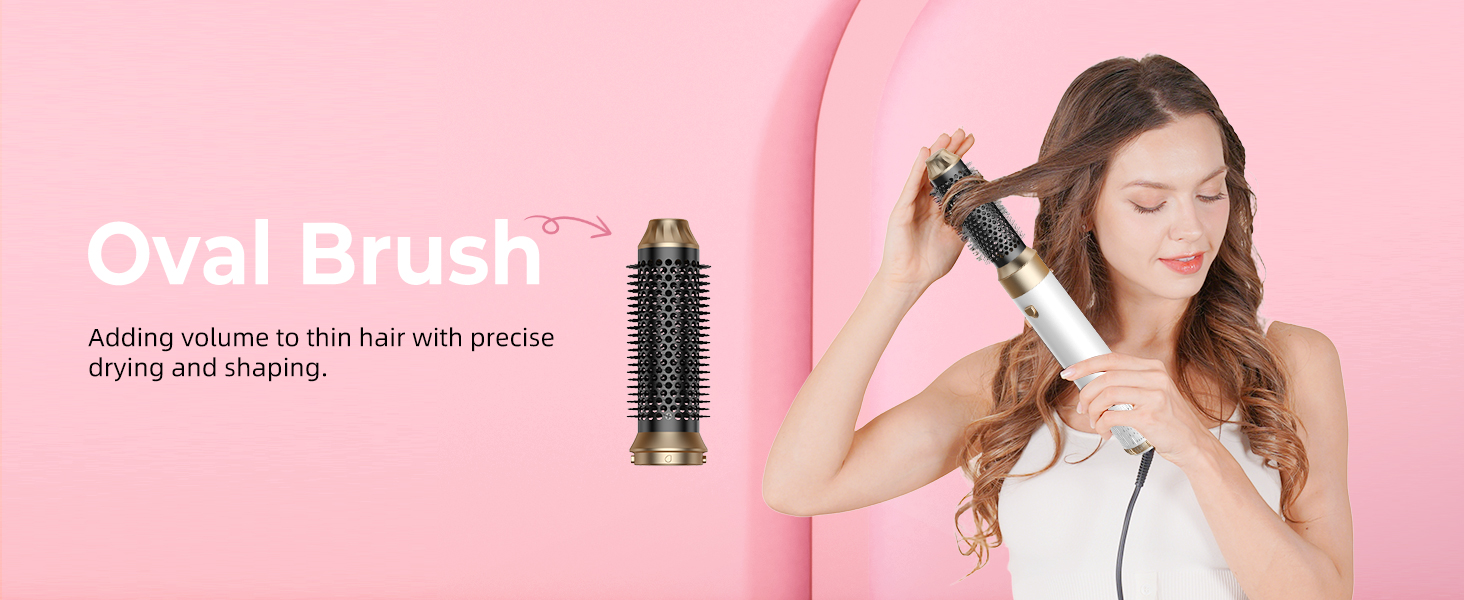 MogaWave Air Styler Pro 6 в 1: Фен-щітка, стайлер для волосся 1000W, професійний, для всіх типів волосся (біло-сірий)