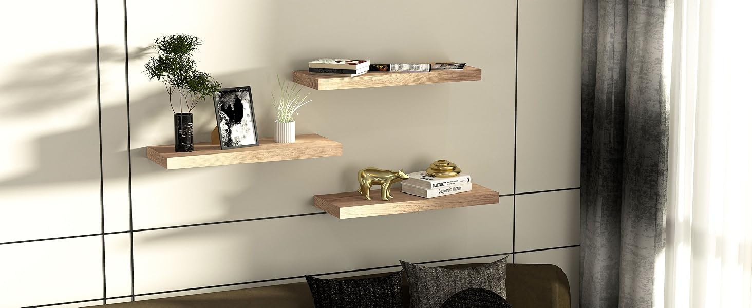 Набір полиць настінних Wyewye Wandregal Holz 3 шт., деревина, 40x15x2.5 см, для спальні, кухні, вітальні, офісу