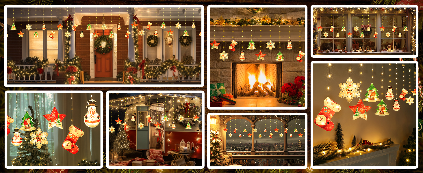 Льоново-новорічна гірлянда на вікна BLOOMWIN - 120 LED, 8 режимів, тепле біле світло, USB, 3D мотив