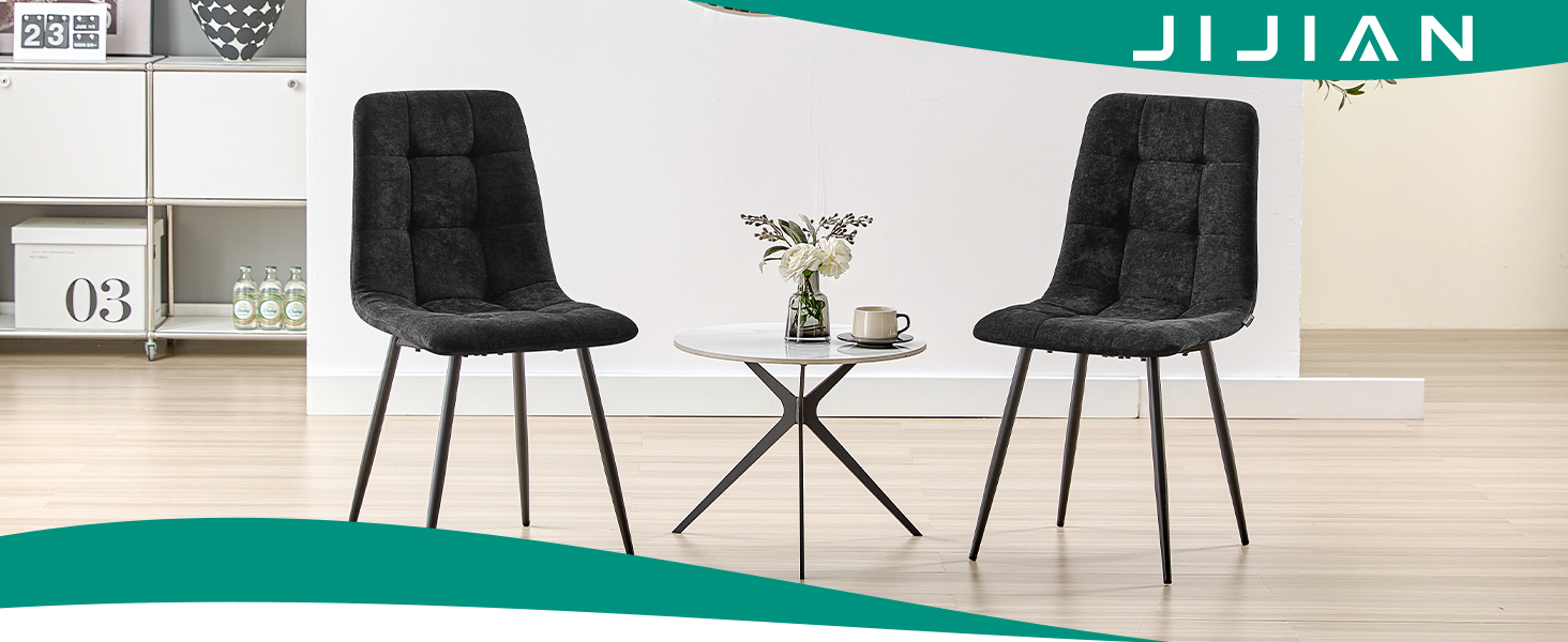 Набір обідніх стільців, 6 шт., з м'яким сидінням, з льонової тканини та чорними металевими ніжками, смугастий дизайн, для вітальні, кухні, спальні, ресепшн