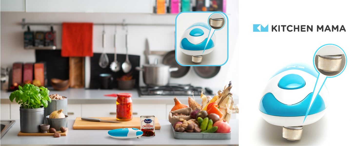 Електричний відкривач банок Kitchen Mama 2.0: автоматичний, бездротовий, з гладкою кромкою, безпечний для харчових продуктів