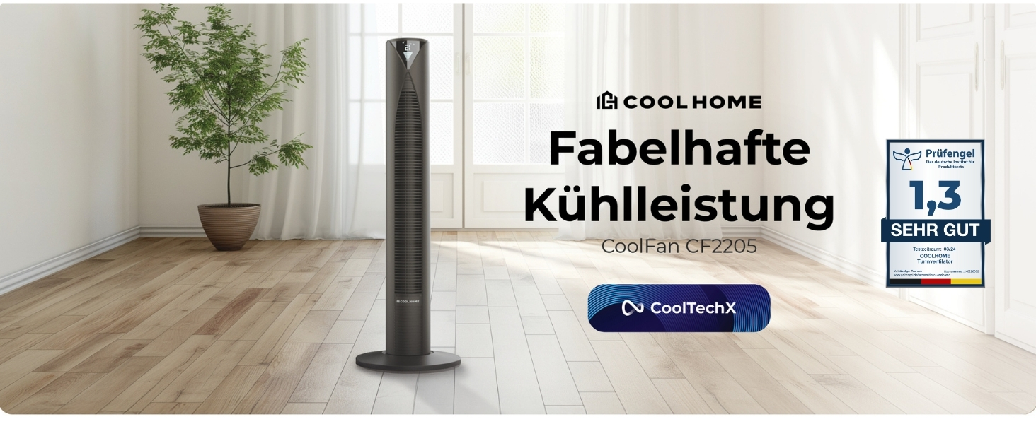 Вентилятор баштовий CF2206 з пультом дистанційного керування, таймером, захистом від дітей, 96 см, чорний - тихий вентилятор для спальні
