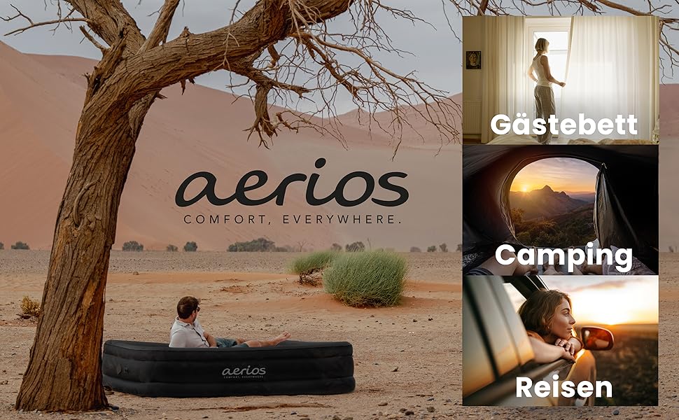 Надувне ліжко для 2 осіб - самонадувна повітряна матрац | Преміум гостьове ліжко без кабелю живлення - інтегрована USB-C помпа - надувне ліжко. Виберіть розмір зараз! Чорний двоспальний