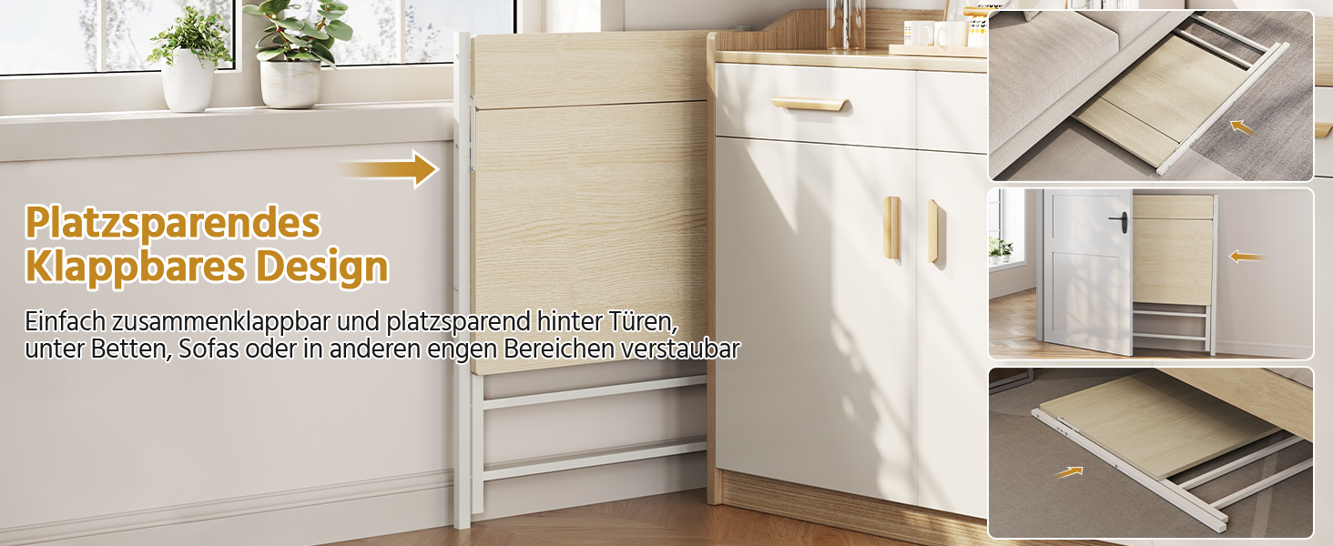 Зкладний стіл Yaheetech 80 см для комп'ютера з полицею, двоярусний робочий стіл з підставкою для монітора, стіл для ноутбука для дому/маленьких кімнат/вітальні, білий/80 см x 50 см, білий (світле дерево)