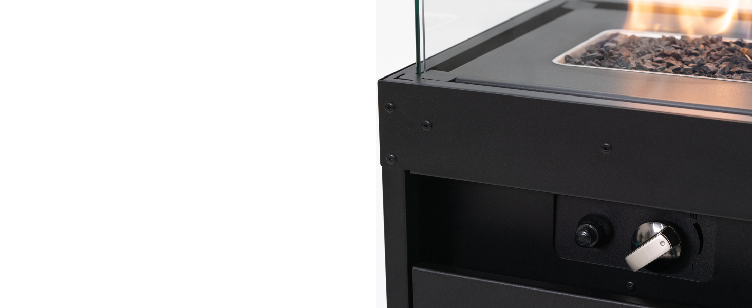 Газовий обігрівач Planika Faro – 8kW, чорний, для тераси та саду, з кришкою, 36 x 36 x 150 см (Газовий балон не входить у комплект)