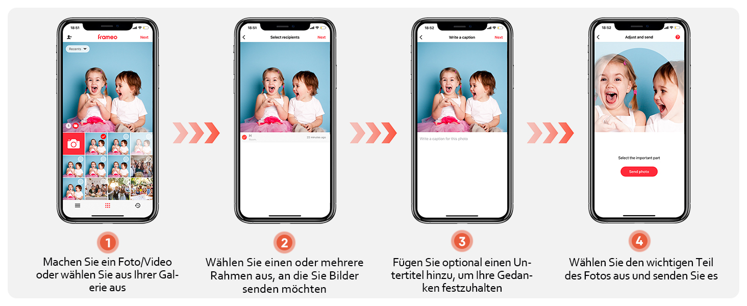 Цифровий фоторамка Frameo 10.1 дюйма WiFi, IPS сенсорний екран, 32GB, автоматичне обертання, для стін, миттєва відправка фотографій