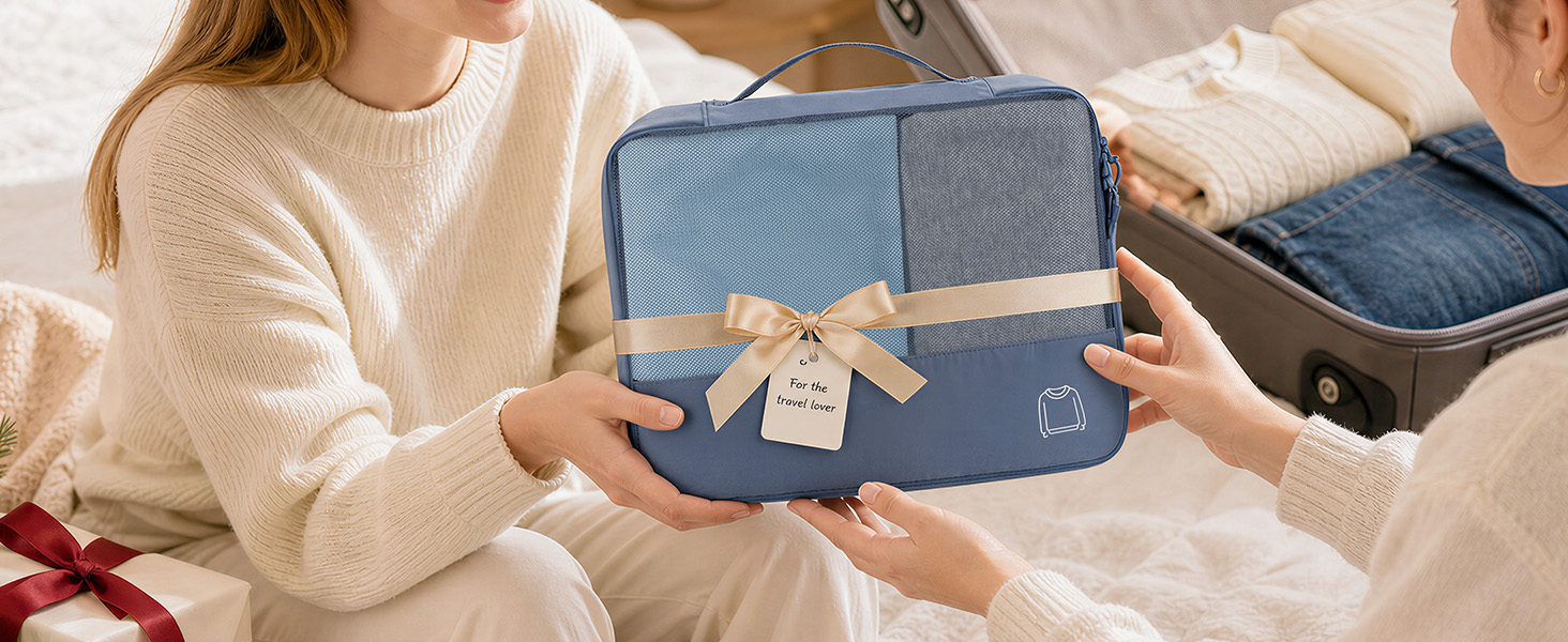 Набір органайзерів для валізи та рюкзака Packing Cubes, 8 предметів, сіро-блакитний