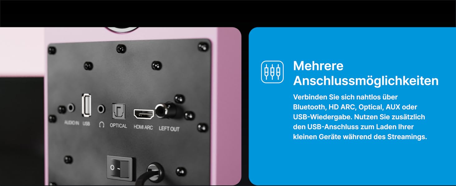 Активні Hi-Fi колонки Majority D50X 60W 2.0 для ПК та ТВ, Bluetooth 5.3, HDMI ARC, AUX, вуглецевий диффузор, білі