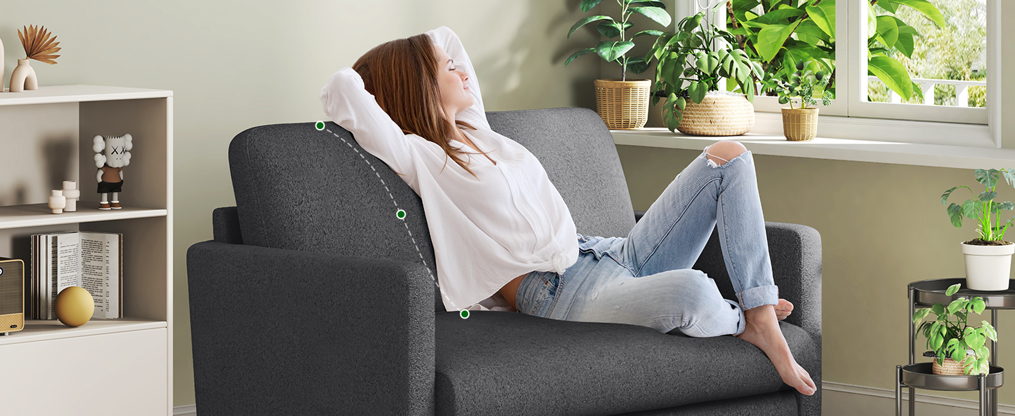 Двомісний диванчик для підліткової кімнати, компактний диван з масиву дерева, сірий колір, 130 см