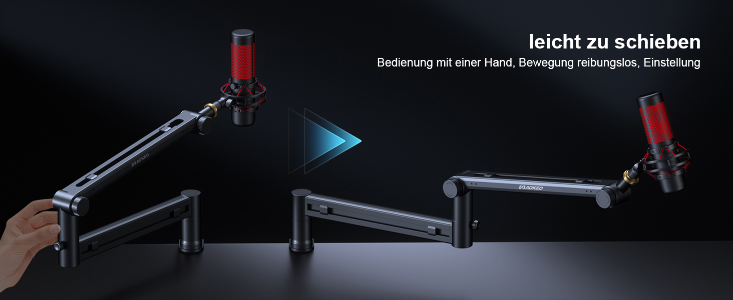Стійка-тримач для мікрофона Aokeo AK-58 низькопрофільна, для HyperX QuadCast, SoloCast, Elgato Wave, Shure SM7B, Blue Yeti, Blue Snowball