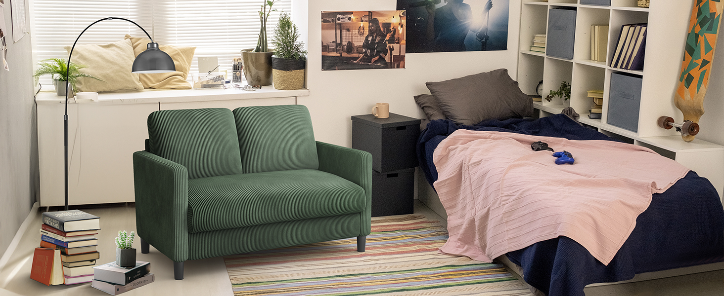 Зручне дитяче ліжко-софа 2 місця з дерева, 130 см, зелений колір