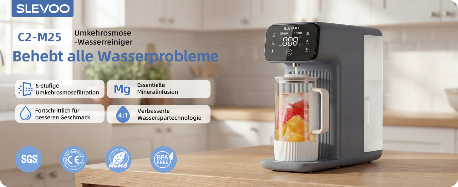Система зворотного осмосу для питної води Osmoseanlage 6-ступенева: фільтрація від нітратів та PFAS, моніторинг TDS, бак 4л, глечик для лужного води 1.2л