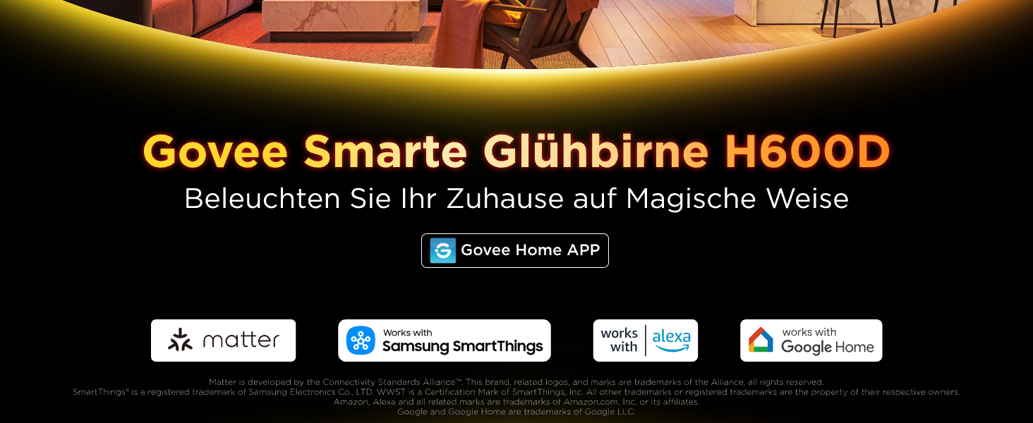 Розумна LED лампа Govee GU10 RGBWW, Matter, Alexa, Google Home, 400Лм, WLAN, регулювання яскравості, зміна кольорів, синхронізація з музикою, 4 шт