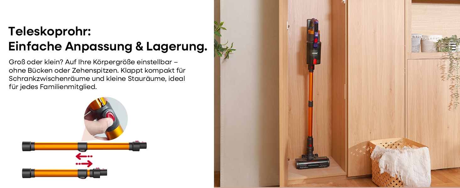 Акумуляторний пилосос KIPMAX 50000Pa, 550W, 70хв, 1.5л, з дисплеєм, анти-заплутальна щітка, 7-шаровий фільтр, 2 аромапластини, для килимів, шерсті тварин, твердих підлог, фіолетово-золотий