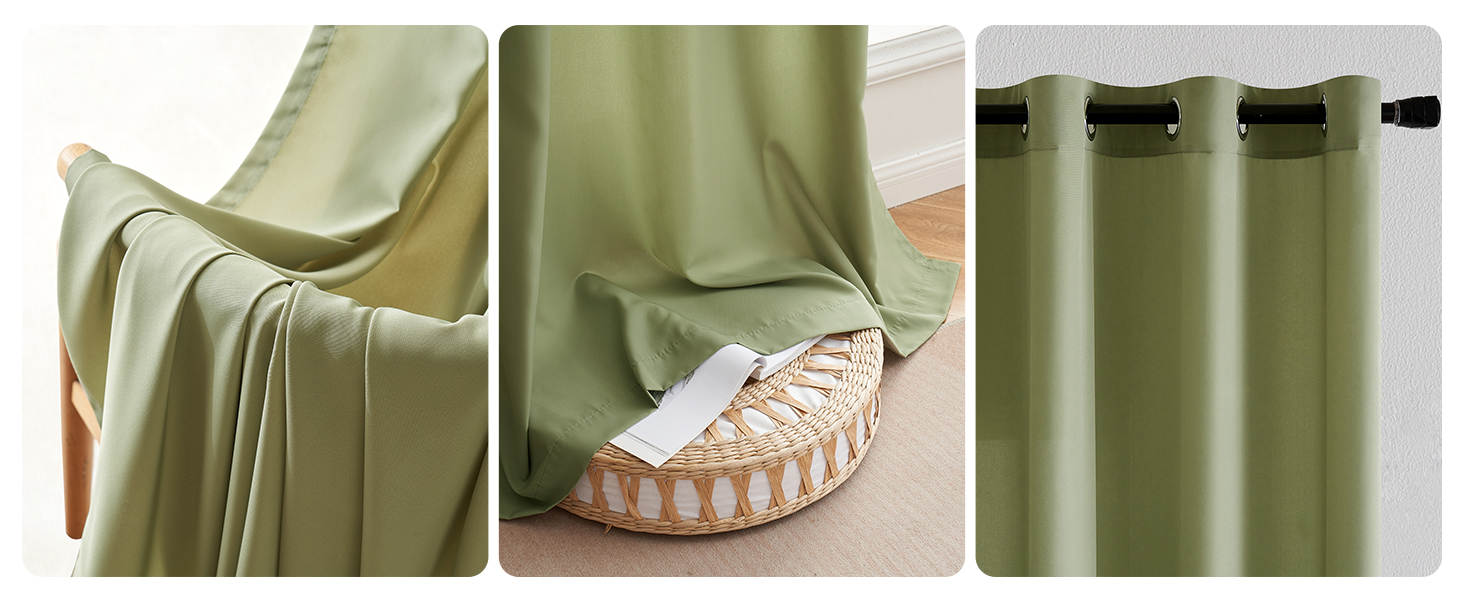 Комплект штор MIULEE Voile з 2 шт. , напівпрозорий, 140x260см, Bean Green