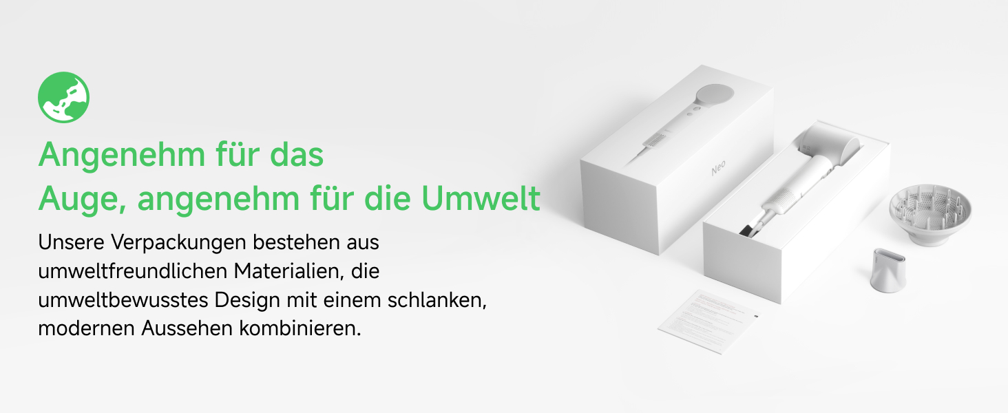 Високошвидкісний фен для волосся Laifen Neo з безщітковим двигуном 110 000 об/хв, іонізацією 200 млн негативних іонів та 2 магнітними насадками, білий
