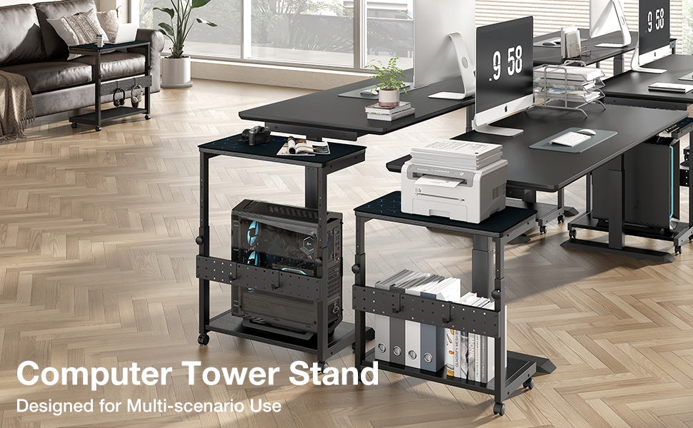 Регульована підставка для комп'ютера/ПК з роликами та підкладкою під мишу, чорна