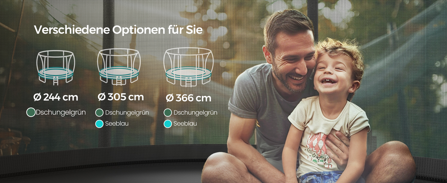 Батут SONGMICS для дітей та дорослих Ø305 см, зелений, з захисною сіткою та пружинами, вуличний